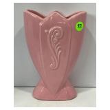 FREDRICKSBURG POTTERY TULIP SHAPED PINK VASE - 8"