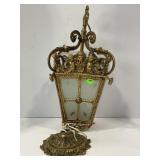 ORNATE GUILDED BRASS HANGING LIGHT - 15" X 8"