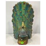 VINTAGE CERAMIC PEACOCK - JAPAN - 12" TALL