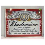 BUDWEISER BEER METAL SIGN - 16' X 12'