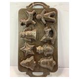 UNMARKED HEAVY CAST IRON CHRISTMAS COOKIE MOLD -