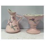 HULL POTTERY PITCHER & COMPOTE DISH SERENADE