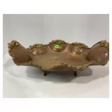 COPPER GUILDED FOUR FOOTED SCALLOPED HAND HAMMERED