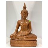 WOODEN HAND CARVED BUDDHA STATUE - 21" TALL