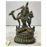 BRONZE MANJUSHRI OF WISDOM SCULPTURE - 5 1/2" TALL
