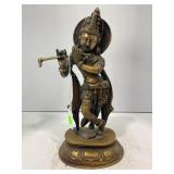 BRASS HINDU DEITY LORD KRISHNA PLAYING FLUTE