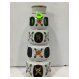 LAUSITZER GLASS WHITE OVER GREEN HAND PAINTED GOLD