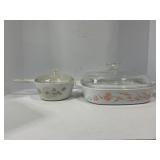 CORNING WARE SAUCE PAN WITH LID IN A FLORAL