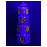 LAUSITZER GLASS WHITE OVER RED HAND PAINTED GOLD