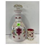 BOHEMIAN WHITE OVER PINK HAND PAINTED GOLD