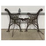 PAIR OF CAST IRON PARK BENCH ENDS