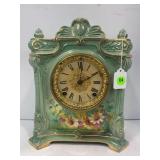 ANSONIA ROYAL BONN LA LEDAN PORCELAIN CLOCK - WIND