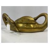 LARGE LOT OF ASSORTED BRASS ITEMS - SWAN PLANTER,