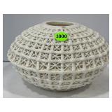 ITALIAN HAND WOVEN PORCELAIN OPEN TOP BASKET BOWL-