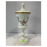 WESTMORELAND MILK GLASS CHALICE HAND PAINTED