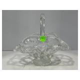 L.E. SMITH CRYSTAL GLASS BASKET - 9" X 8" TALL