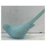 FENTON BLUE SATIN GLASS BIRD OF HAPPINESS - 7'