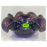 MURANO GLASS ART BOWL WITH RUFFLED EDGE - 7' X