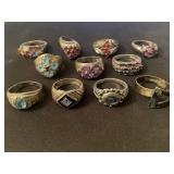 LOT OF 11 STERLING SILVER RINGS