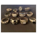 LOT OF 12 STERLING SILVER RINGS