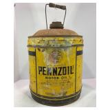 PENZOIL MOTOR OIL 5 GALLON METAL OIL CAN