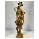 VINTAGE ASIAN RESIN FIGURINE OF LADY WITH FAN &