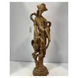VINTAGE ASIAN RESIN FIGURINE OF LADY WITH FAN &