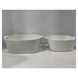 2 CORNING WARE CASSEROLE DISHES IN AN ALL WHITE