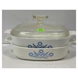 2 CORNIING WARE CASSEROLE DISHES AND 1 LID