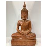 WOODEN HAND CARVED BUDDHA STATUE - 22 1/2" TALL