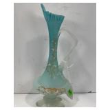 VICTORIAN LIGHT BLUE SATIN GLASS EWER - HAND