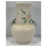 WELLER F-7 WILD ROSE DOUBLE HANDLED POTTERY VASE -