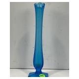 L.E. SMITH COBALT BLUE SWUNG STRETCH VASE - 9 3/4'