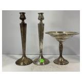 STERLING SILVER WEIGHTED CANDLESTICK HOLDERS &