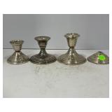 STERLING SILVER WEIGHTED CANDLESTICK HOLDERS
