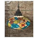 TIFFANY STYLE STAINED GLASS HANGING LAMP - 18'