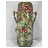 ANTIQUE JAPANESE SATSUMA WARE LARGE POTTERY VASE -