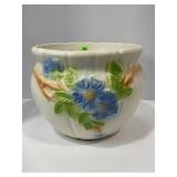ROSEVILLE JARDINIERE BLUE FLORAL POTTERY VASE - 8"