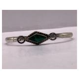 VINTAGE MEXICO STERLING SILVER MALACHITE BANGLE
