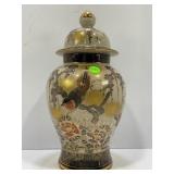 JAPANESE SATSUMA STYLE GINGER JAR CRACKLE GLAZED
