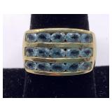 14K GOLD RING WITH STONES - 5.87 GRAMS - SIZE 8