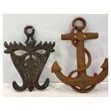 CAST IRON TRIVET & BOAT ANCHOR WALL HANGING DECOR