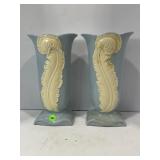 PAIR OF CHADWICK EMBOSSED IVORY FEATHER VASES -