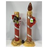 ANTIQUE LIGHT UP CHRISTMAS CANDLES AND WREATH