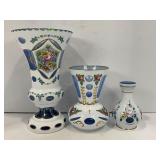 LOT OF 3 WHITE OVER LIGHT BLUE BOHEMIAN