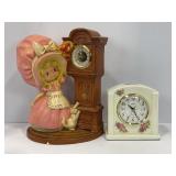 LOT OF 2 CERAMIC CLOCKS - INGRAHAM & WEST GERMANY