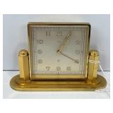 SWISS DESK TOP TRAVELERS WIND UP BRASS CLOCK - 3"