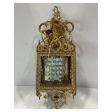 ORNATE BRASS & CRYSTAL HANGING SWAG LANTERN - 16"