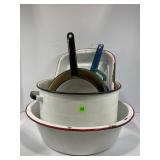 LARGE LOT OF ASSORTED ENAMELWARE