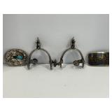 COWBOY SPURS, MEXICAN STYLE BELT BUCKLE & STERLING